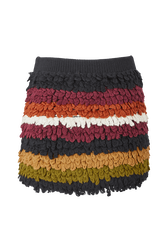 Mini jupe en laine effet bouclette femme Multico raye crea vue de dos
