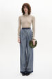 Pleated Jeans Raw front worn view