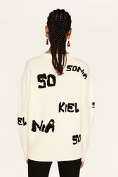 Pull grunge laine logo Sonia Rykiel femme Ecru vue portée de dos