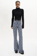 Pantalon taille haute coupe flare Bleu vue portée de face