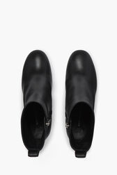 Black Leather Ankle Boots With Rhinestone Heels Black details view 4