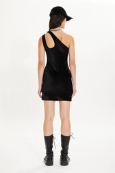 Cut-out velvet mini dress Black back worn view