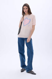 Pull manches courtes à col rond charms Peach vue portée de face
