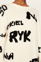 Pull grunge laine logo Sonia Rykiel femme Ecru vue de détail 3