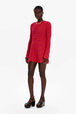 Robe courte rayures ajourées femme Raye fuchsia/corail vue de détail 1