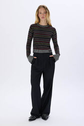 Rhinestone striped sweater Multico front worn view