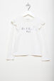 Printed Cotton Girl Long-Sleeved T-shirt Ecru front view