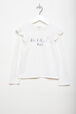 Printed Cotton Girl Long-Sleeved T-shirt Ecru front view