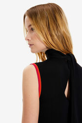 Women Viscose Tank Top with Coloured Armhole Black details view 2