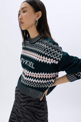 Fair Isle sweater in wool and lurex Pink details view 1