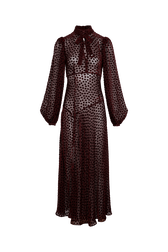 Pussybow Maxi Dress Claret front view