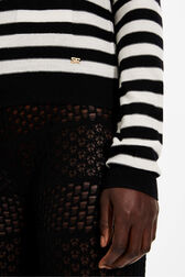 Women Poorboy knitted striped cardigan Black/white details view 2