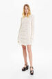Robe courte rayures ajourées femme Raye ecru/blanc vue de détail 1