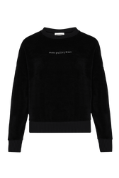 Women Velvet Sweatshirt Black front view