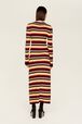 Women Striped Fluffy Maxi Dress Multico crea back worn view