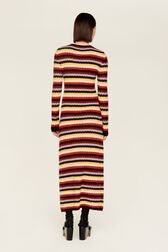 Women Striped Fluffy Maxi Dress Multico crea back worn view