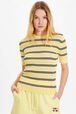 Pull manches courtes rayé femme Baby yellow vue de détail 1