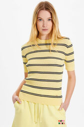 Women Short Sleeve Sweater Baby yellow details view 1