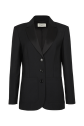 Veste tailleur en laine froide Noir vue de face