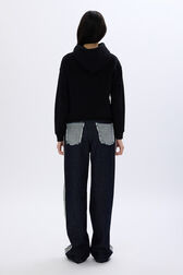 Long-Sleeved Hoodie Black back worn view