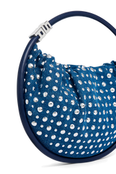 Medium Domino bag in denim and studs Blue studs details view 1