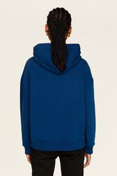 Women Cotton Jersey Hoodie Prussian blue back worn view