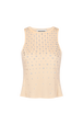 Tank top in jersey with studs Vanilla front view