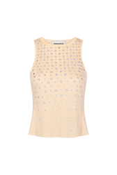 Tank top in jersey with studs Vanilla front view