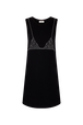 Trompe l'oeil sleeveless dress Black front view