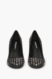 Black Leather Pumps With Studs Black details view 3