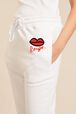 Women Mouth Print Jogging Pants White details view 2
