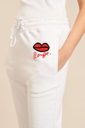 Women Mouth Print Jogging Pants White details view 2