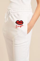 Pantalon jogging motif bouche femme Blanc vue de détail 2