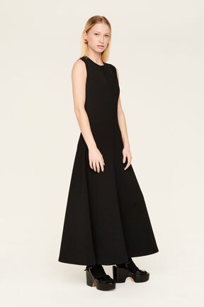 Robe longue bicolore femme Noir vue de détail 3