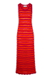 Women Striped Openwork Maxi Dress Striped fuchsia/coral front view