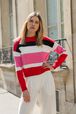 Striped Long Sleeve Sweater Red front worn view
