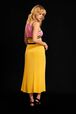 Women Ribbed Knit Long Skirt Orange back worn view