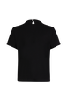 Short-sleeved rhinestone embroidered jersey T-shirt Multico crea striped back view