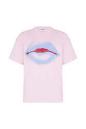 Short-sleeved crew-neck t-shirt in cotton jersey Doll pink front view