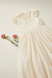 Robe longue à volants fille Blanc vue de détail 1