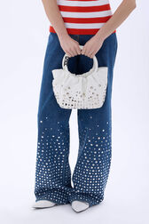 Mini tote bag in leather White back worn view