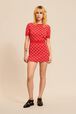 Women Jacquard Mini Skirt Red front worn view