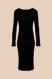 Robe longue maille côtelée femme Noir vue de dos
