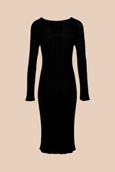 Robe longue maille côtelée femme Noir vue de dos