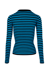 Pull chaussette rayé femme Raye noir/bleu de prusse vue de dos