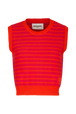 Women Two-Colour Sleeveless Top Striped fuchsia/coral front view