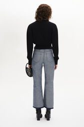 Long-Sleeved Crew-Neck Jumper Black back worn view