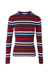Pull laine côtelée femme Multico raye vue de face