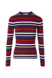 Women Ribbed Wool Sweater Multico striped front view