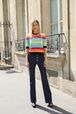 Pull en maille rayé multicolore à manches courtes Multico vue de détail 1